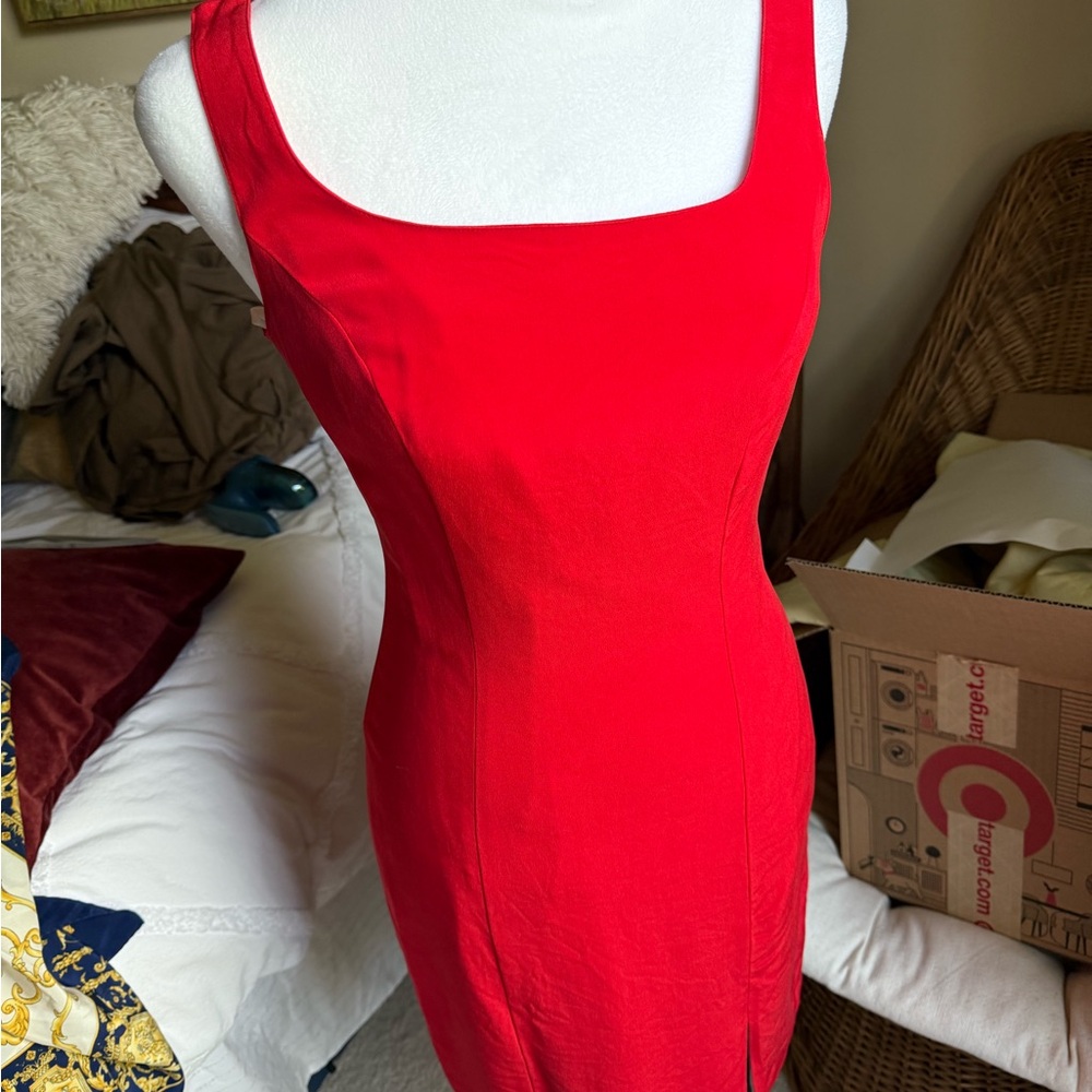 Vintage Hugo Buscati Silk Red Sheath Mini Dress
